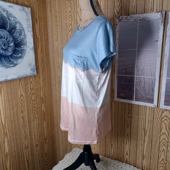 Seascape print pocket round collar t shirt - Picture 3 of 7